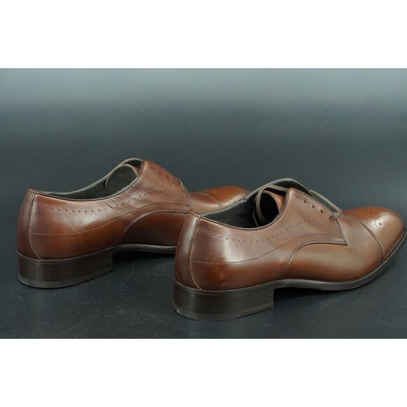 Johnston & Murphy Langford Derby Brown Leather Cap Toe Oxford SZ 11.5 Men Dress